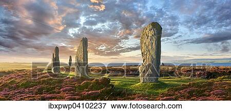Stock Photo - The Ring of Brodgar, circa 2, 500 BC, Neolithic henge and stone circle, UNESCO World Heritage Site, Orkney, Scotland, United Kingdom, Europe. Fotosearch