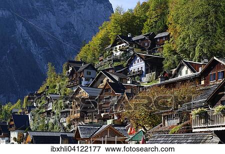 Stock Photo - The village of Hallstatt, UNESCO World Heritage Hallstatt-Dachstein Salzkammergut, Upper Austria, Austria, Europe. Fotosearch