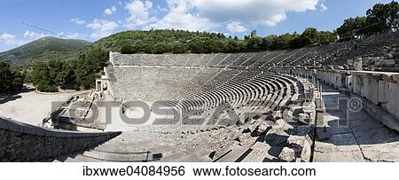 Stock Photograph - Theatre of Epidaurus, UNESCO World Heritage Site, Epidaurus, Peloponnese, Greece, Europe. Fotosearch