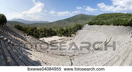 Stock Photography - Theatre of Epidaurus, UNESCO World Heritage Site, Epidaurus, Peloponnese, Greece, Europe. Fotosearch