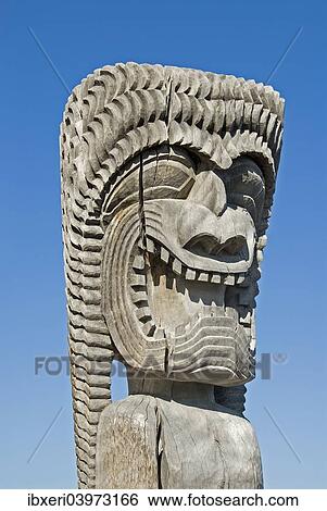 Tiki Totem Pu Uhonua O Honaunau Nacional Historico Parque Isla Grande Hawai Coleccion De Fotografia Ibxeri Fotosearch