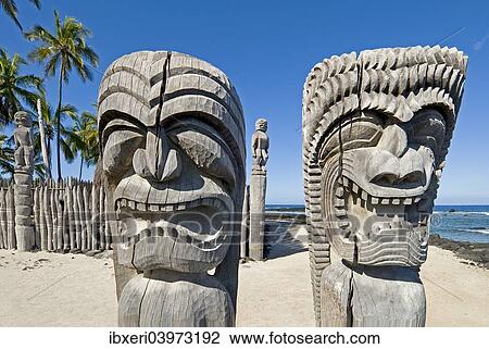 Tiki totems, Pu'uhonua O Honaunau National Historical Park, Big Island, Hawaii View Large Photo Image Stock Image - Tiki totems, Pu'uhonua O Honaunau National Historical Park, Big Island, Hawaii. Fotosearch