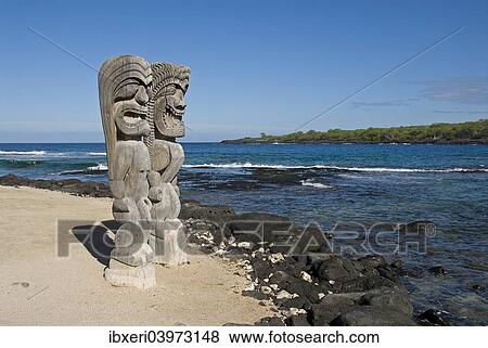 Tiki totems, Pu'uhonua O Honaunau National Historical Park, Big Island, Hawaii View Large Photo Image Stock Photo - Tiki totems, Pu'uhonua O Honaunau National Historical Park, Big Island, Hawaii. Fotosearch
