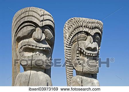 Tiki totems, Pu'uhonua O Honaunau National Historical Park, Big Island, Hawaii View Large Photo Image Stock Photo - Tiki totems, Pu'uhonua O Honaunau National Historical Park, Big Island, Hawaii. Fotosearch
