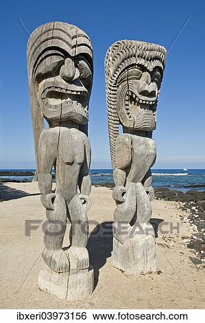 Tiki totems, Pu'uhonua O Honaunau National Historical Park, Big Island, Hawaii View Large Photo Image Stock Photograph - Tiki totems, Pu'uhonua O Honaunau National Historical Park, Big Island, Hawaii. Fotosearch