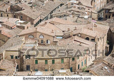 Stock Photo - Tiled roofs, Siena, Tuscany, Italy, Europe. Fotosearch