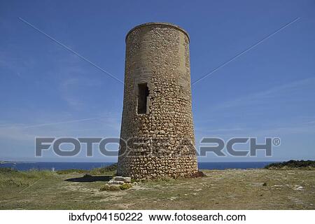 Stock Image - Torre del Serral dels Falcons, Falcon Tower, Porto Cristo, Majorca, Balearic Islands, Spain, Europe. Fotosearch