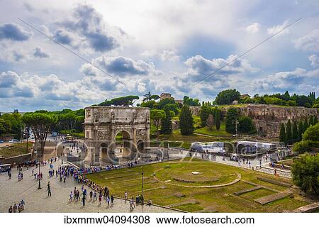 Stock Photo - Tourists in front of the Arch of Constantine, Rome, Lazio, Italy, Europe. Fotosearch