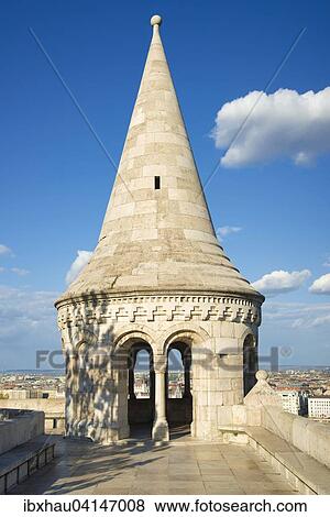 Stock Photo - Tower of Fisherman's Bastion, Budapest, Hungary, Europe. Fotosearch
