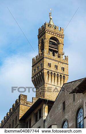 Picture - Tower of the Palazzo Vecchio, UNESCO World Heritage Site, Florence, Tuscany, Italy, Europe. Fotosearch