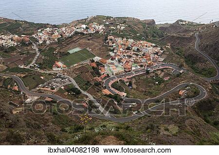 Townscape, Agulo, La Gomera, Canary Islands, Spain, Europe View Large Photo Image Stock Photo - Townscape, Agulo, La Gomera, Canary Islands, Spain, Europe. Fotosearch