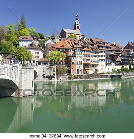 Townscape with Heilig-Geist-Kirche, or Holy Ghost Church, High Rhine, Laufenburg, Black Forest, Baden-Wurttemberg, Germany, Europe View Large Photo Image Picture - Townscape with Heilig-Geist-Kirche, or Holy Ghost Church, High Rhine, Laufenburg, Black Forest, Baden-Wurttemberg, Germany, Europe. Fotosearch