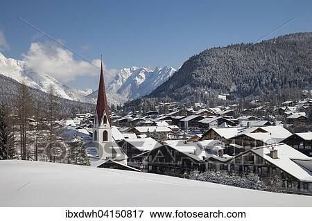 Townscape with Karwendel Mountains, Seefeld, Tyrol, Austria, Europe View Large Photo Image Stock Photo - Townscape with Karwendel Mountains, Seefeld, Tyrol, Austria, Europe. Fotosearch