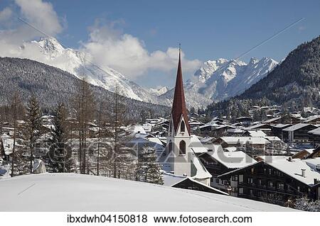 Townscape with Karwendel Mountains, Seefeld, Tyrol, Austria, Europe View Large Photo Image Stock Photo - Townscape with Karwendel Mountains, Seefeld, Tyrol, Austria, Europe. Fotosearch
