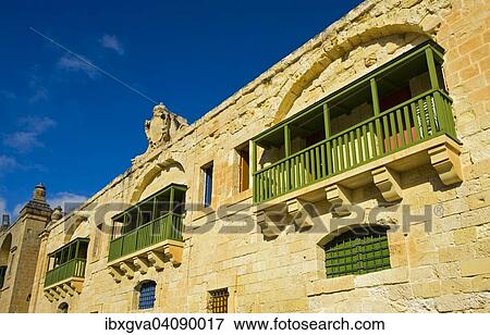 Traditional houses with bays, Valletta, Malta, Europe View Large Photo Image Stock Photo - Traditional houses with bays, Valletta, Malta, Europe. Fotosearch