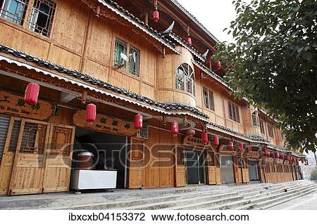 Traditional wooden house with Chinese shops in the Miao village, San Ke Shu, Guizhou Province, China, Asia View Large Photo Image Stock Image - Traditional wooden house with Chinese shops in the Miao village, San Ke Shu, Guizhou Province, China, Asia. Fotosearch