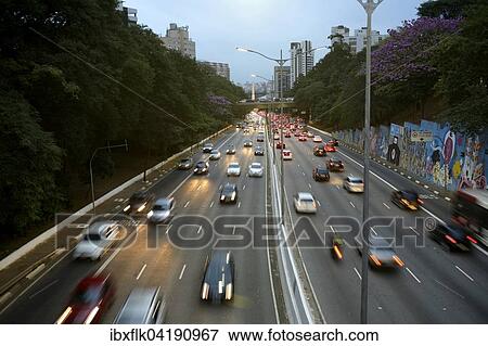 Traffic on the Avenida 23 de Maio, evening mood Sao Paulo, Brazil, South America View Large Photo Image Stock Photo - Traffic on the Avenida 23 de Maio, evening mood Sao Paulo, Brazil, South America. Fotosearch