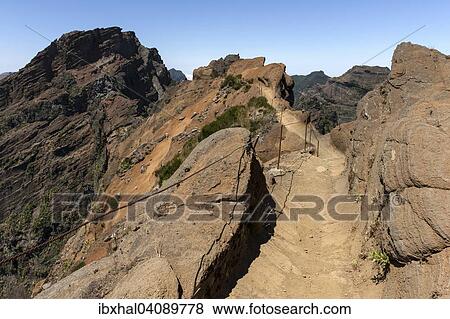 Trail from the Pousada do Arieiro to Pico Ruivo, back left the Pico do Arieiro, Parque Natural da Madeira, Madeira, Portugal, Europe View Large Photo Image Stock Photo - Trail from the Pousada do Arieiro to Pico Ruivo, back left the Pico do Arieiro, Parque Natural da Madeira, Madeira, Portugal, Europe. Fotosearch