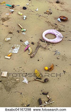 Stock Photo - Trash on the beach, Laha Ambon, Maluku, Indonesia, Asia. Fotosearch