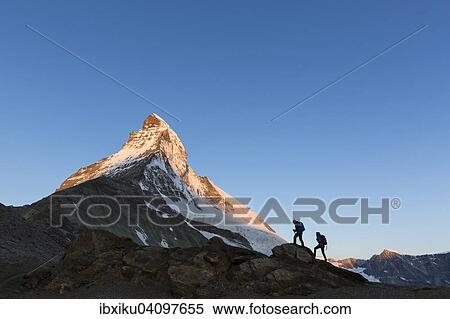 Two mountaineers ascending the Matterhorn, Zermatt, Canton of Valais, Switzerland, Europe View Large Photo Image Stock Photography - Two mountaineers ascending the Matterhorn, Zermatt, Canton of Valais, Switzerland, Europe. Fotosearch