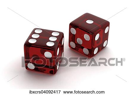 Stock Photo - Two red, semi-transparent craps dice. Fotosearch