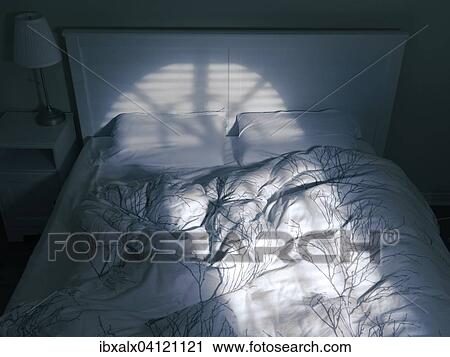 Stock Photography Of Unmade Empty Bed In Dim Light Coming From A Stock Photography Unmade Empty Bed In Dim Light Coming From A Window Through Blinds