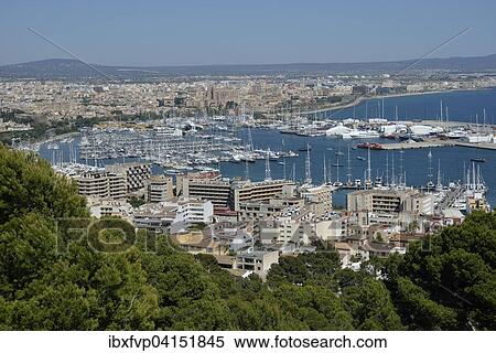 View from Castell de Bellver over Palma de Mallorca, Majorca, Balearic Islands, Spain, Europe View Large Photo Image Stock Photography - View from Castell de Bellver over Palma de Mallorca, Majorca, Balearic Islands, Spain, Europe. Fotosearch