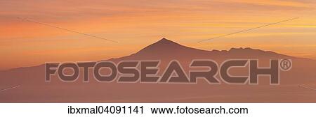 View from Gomera to Mount Teide on Tenerife at sunrise, La Gomera, Canary Islands, Spain, Europe View Large Photo Image Stock Image - View from Gomera to Mount Teide on Tenerife at sunrise, La Gomera, Canary Islands, Spain, Europe. Fotosearch