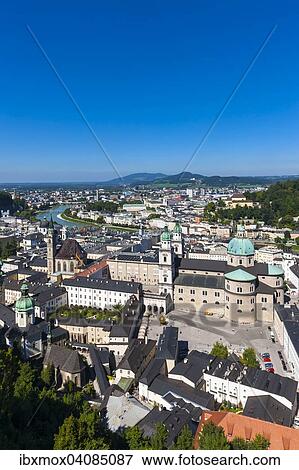 View from Hohensalzburg Fortress onto the historic centre, UNESCO World Heritage Site, Kapitelplatz square and Salzburg Cathedral at the front, Salzburg, Salzburg State, Austria, Europe View Large Photo Image Stock Photo - View from Hohensalzburg Fortress onto the historic centre, UNESCO World Heritage Site, Kapitelplatz square and Salzburg Cathedral at the front, Salzburg, Salzburg State, Austria, Europe. Fotosearch