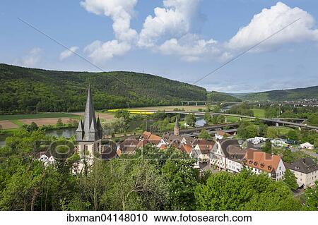 View from Scherenburg Castle ruins above Gemunden am Main, Spessart, Mainfranken, Lower Franconia, Franconia, Bavaria, Germany, Europe View Large Photo Image Stock Image - View from Scherenburg Castle ruins above Gemunden am Main, Spessart, Mainfranken, Lower Franconia, Franconia, Bavaria, Germany, Europe. Fotosearch