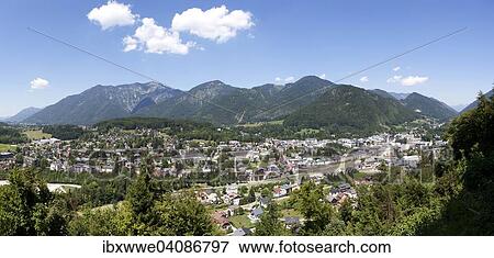Stock Photo - View from Siriuskogel on Bad Ischl, Salzkammergut, Upper Austria, Austria, Europe. Fotosearch