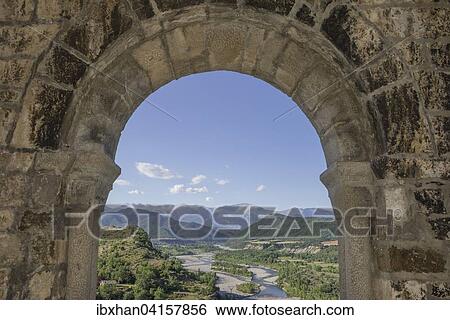 Stock Photograph - View from the bell tower of the Iglesia de Santa Maria, Ainsa, Aragon, Spain, Europe. Fotosearch