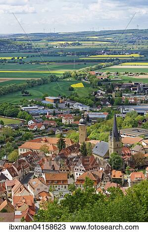 Stock Image - View from the Chapel Hill, Zeil am Main, Mainfranken, Lower Franconia, Franconia, Bavaria, Germany, Europe. Fotosearch