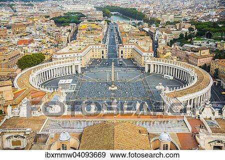View from the dome of St. Peter's Basilica, San Pietro, across Piazza San Pietro, St. Peter's Square to Via della Conciliazione, Vatican, Rome, Lazio, Italy, Europe View Large Photo Image Stock Photo - View from the dome of St. Peter's Basilica, San Pietro, across Piazza San Pietro, St. Peter's Square to Via della Conciliazione, Vatican, Rome, Lazio, Italy, Europe. Fotosearch