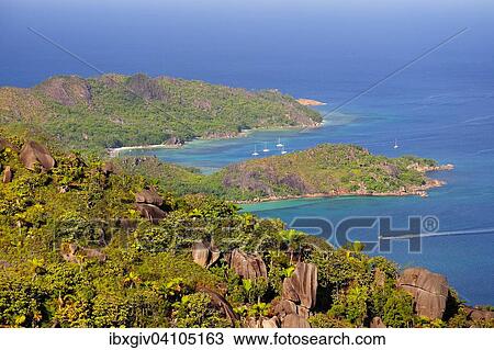 View from the Grand Fond mountain, Anse Lazio bay, Praslin Island, Seychelles, Africa View Large Photo Image Stock Image - View from the Grand Fond mountain, Anse Lazio bay, Praslin Island, Seychelles, Africa. Fotosearch