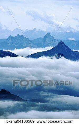 View from the Pilatus to the Kleiner Mythen and the Big Mythen, Kriens, Canton of Lucerne, Switzerland, Europe View Large Photo Image Stock Photo - View from the Pilatus to the Kleiner Mythen and the Big Mythen, Kriens, Canton of Lucerne, Switzerland, Europe. Fotosearch
