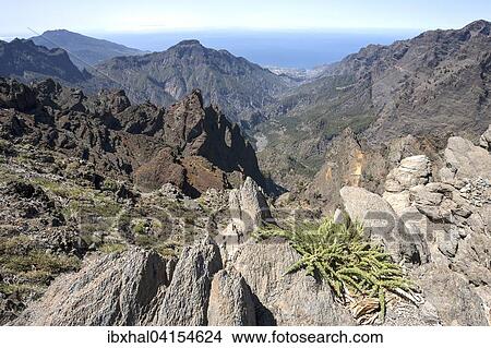 View from the Roque de los Muchachos on the Caldera de Taburiente and the south of La Palma, La Palma, Canary Islands, Spain, Europe View Large Photo Image Picture - View from the Roque de los Muchachos on the Caldera de Taburiente and the south of La Palma, La Palma, Canary Islands, Spain, Europe. Fotosearch