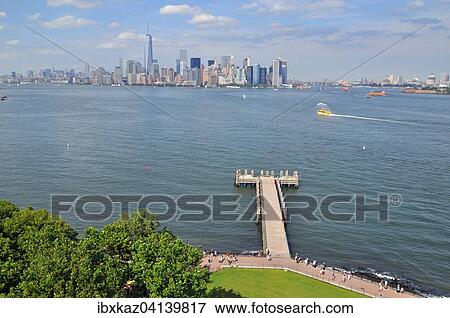 View from the Statue of Liberty pedestal to South Manhattan, Liberty Island,, Manhattan, New York City, New York, USA View Large Photo Image Stock Photo - View from the Statue of Liberty pedestal to South Manhattan, Liberty Island,, Manhattan, New York City, New York, USA. Fotosearch