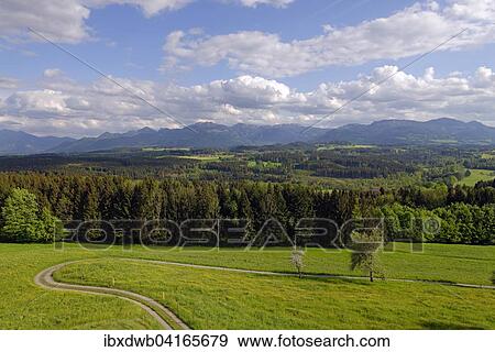 View of Kampenwand and Hochries from Ratzinger Hohe observation tower, Chiemgau, Upper Bavaria, Bavaria, Germany, Europe View Large Photo Image Stock Photo - View of Kampenwand and Hochries from Ratzinger Hohe observation tower, Chiemgau, Upper Bavaria, Bavaria, Germany, Europe. Fotosearch
