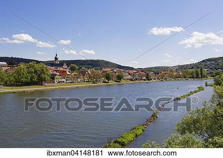 Stock Image - View of Marktheidenfeld, Main, Spessart, Mainfranken, Lower Franconia, Franconia, Bavaria, Germany, Europe. Fotosearch