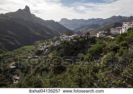 View of Tejeda, the Barranco de Tejeda and Roque Bentayga, Gran Canaria, Canary Islands, Spain, Europe View Large Photo Image Stock Photo - View of Tejeda, the Barranco de Tejeda and Roque Bentayga, Gran Canaria, Canary Islands, Spain, Europe. Fotosearch