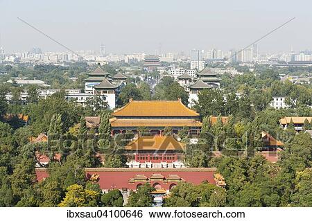 View of the city from Coal Hill, Jingshan Park, Jing Shan Temple, Beijing, People's Republic of China View Large Photo Image Stock Photograph - View of the city from Coal Hill, Jingshan Park, Jing Shan Temple, Beijing, People's Republic of China. Fotosearch