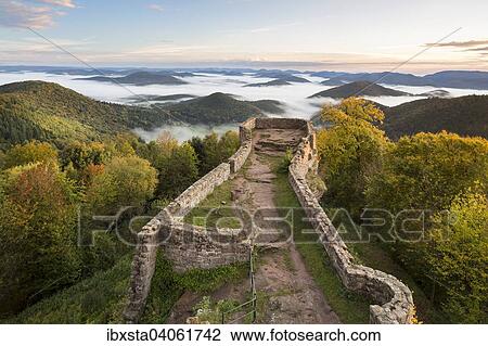View of the Palatinate Forest from Wegelnburg Castle, morning mood in Nothweiler, Rhineland-Palatinate, Germany, Europe View Large Photo Image Stock Image - View of the Palatinate Forest from Wegelnburg Castle, morning mood in Nothweiler, Rhineland-Palatinate, Germany, Europe. Fotosearch