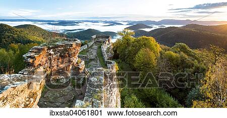 View of the Palatinate Forest from Wegelnburg Castle, morning mood in Nothweiler, Rhineland-Palatinate, Germany, Europe View Large Photo Image Stock Image - View of the Palatinate Forest from Wegelnburg Castle, morning mood in Nothweiler, Rhineland-Palatinate, Germany, Europe. Fotosearch