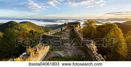 View of the Palatinate Forest from Wegelnburg Castle, morning mood in Nothweiler, Rhineland-Palatinate, Germany, Europe View Large Photo Image Stock Image - View of the Palatinate Forest from Wegelnburg Castle, morning mood in Nothweiler, Rhineland-Palatinate, Germany, Europe. Fotosearch