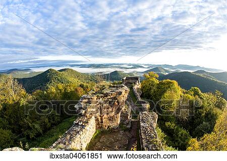 View of the Palatinate Forest from Wegelnburg Castle, morning mood in Nothweiler, Rhineland-Palatinate, Germany, Europe View Large Photo Image Stock Image - View of the Palatinate Forest from Wegelnburg Castle, morning mood in Nothweiler, Rhineland-Palatinate, Germany, Europe. Fotosearch