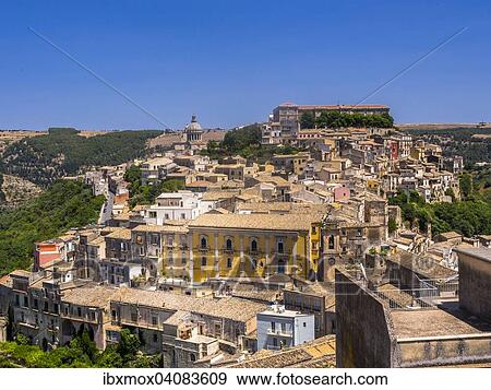View of the town, Church of San Giorgio on the left at the back, Ragusa Ibla, UNESCO World Heritage Site, Val di Noto, Sicily, Italy, Europe View Large Photo Image Stock Photo - View of the town, Church of San Giorgio on the left at the back, Ragusa Ibla, UNESCO World Heritage Site, Val di Noto, Sicily, Italy, Europe. Fotosearch