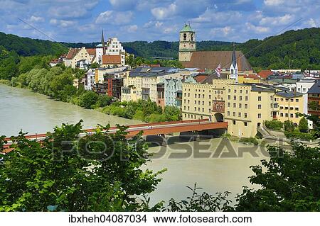 View of the town with Brucktor Gate and Red Bridge, Wasserburg am Inn, Upper Bavaria, Bavaria, Germany, Europe View Large Photo Image Picture - View of the town with Brucktor Gate and Red Bridge, Wasserburg am Inn, Upper Bavaria, Bavaria, Germany, Europe. Fotosearch
