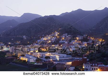Stock Photo - View of the village of Vallehermoso, La Gomera, Canary Islands, Spain, Europe. Fotosearch