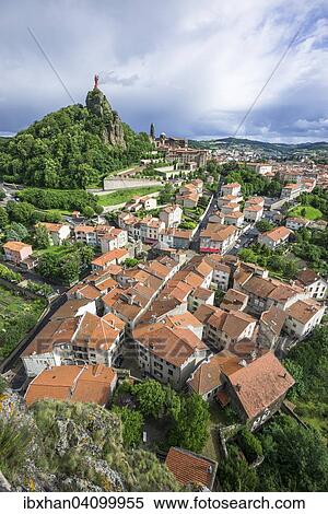 View over the historic centre to the Cathedral, Le Puy-en-Velay, Auvergne, France, Europe View Large Photo Image Stock Photography - View over the historic centre to the Cathedral, Le Puy-en-Velay, Auvergne, France, Europe. Fotosearch